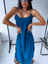 Long dress with crossed straps - dark turquoise